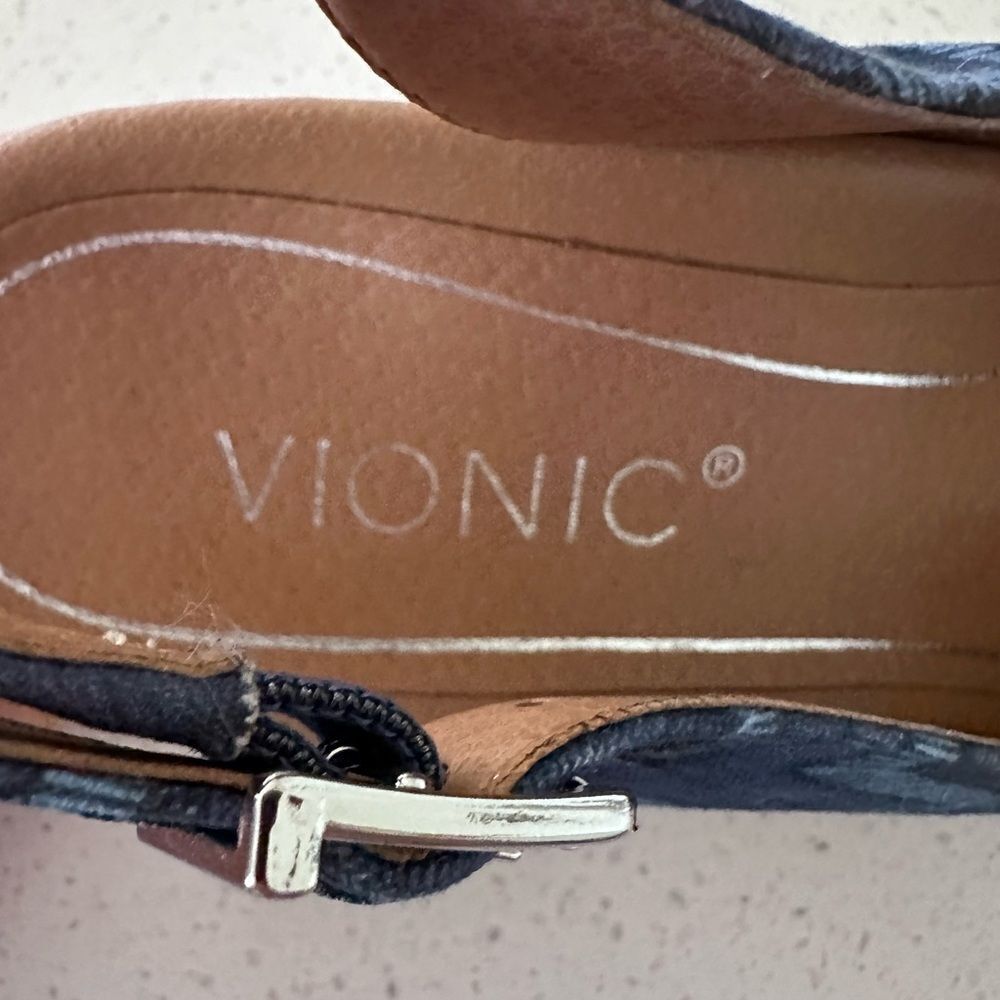 Vionic Aruba Coralina Slingback Wedge Espadrille Orthotic Arch Support Navy - Picture 6 of 7